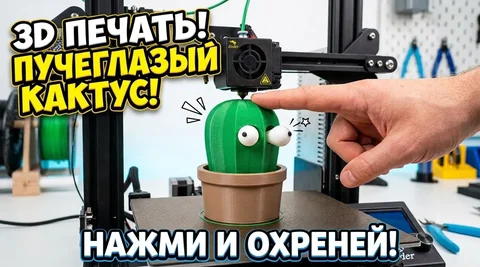 3D печатный кактус-антистресс с выпученными глазами - Портативная электроника в Москва