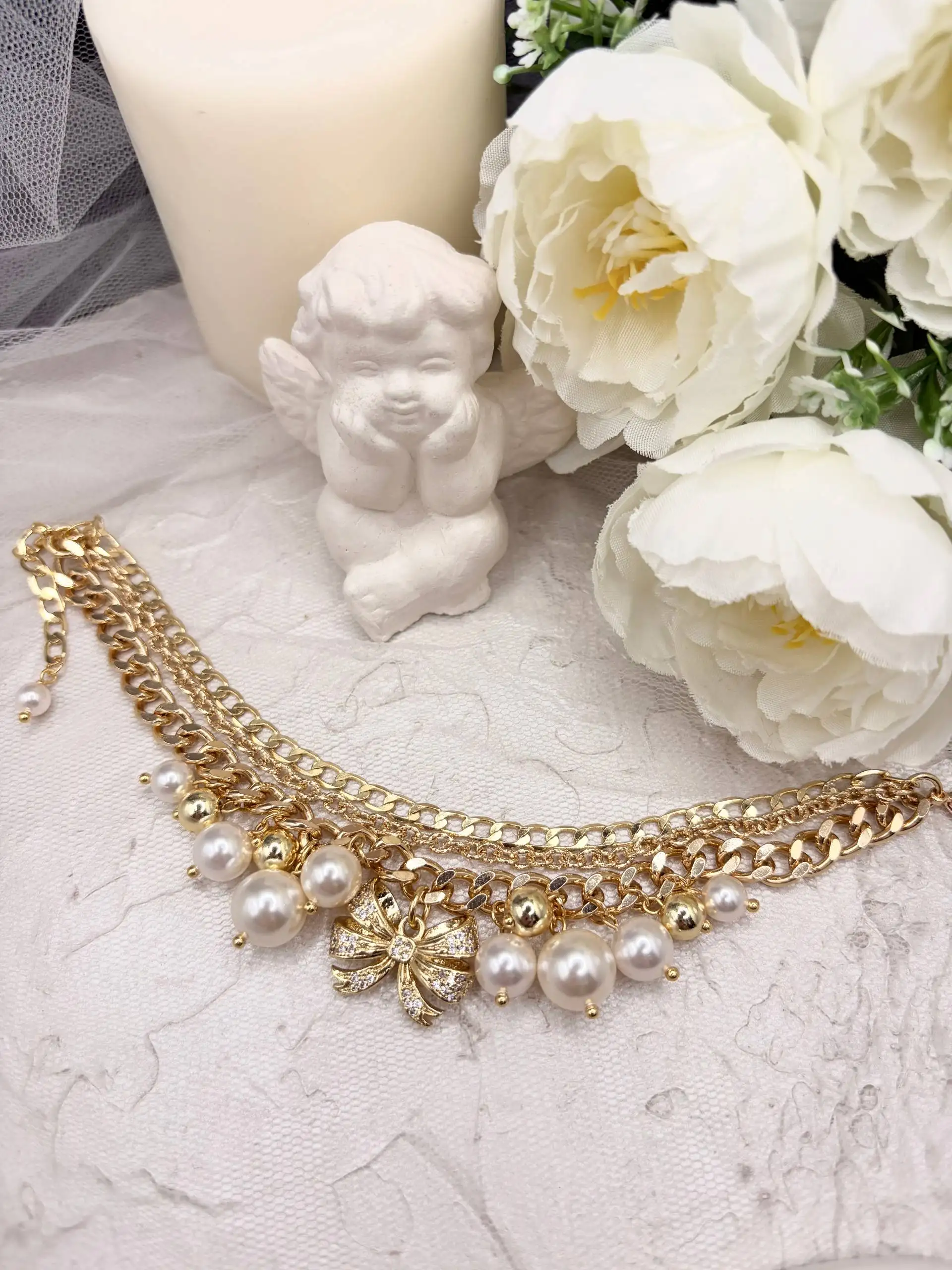 Браслет из цепочек с подвесками Swarovski и гематитом - Барахолка в Москва