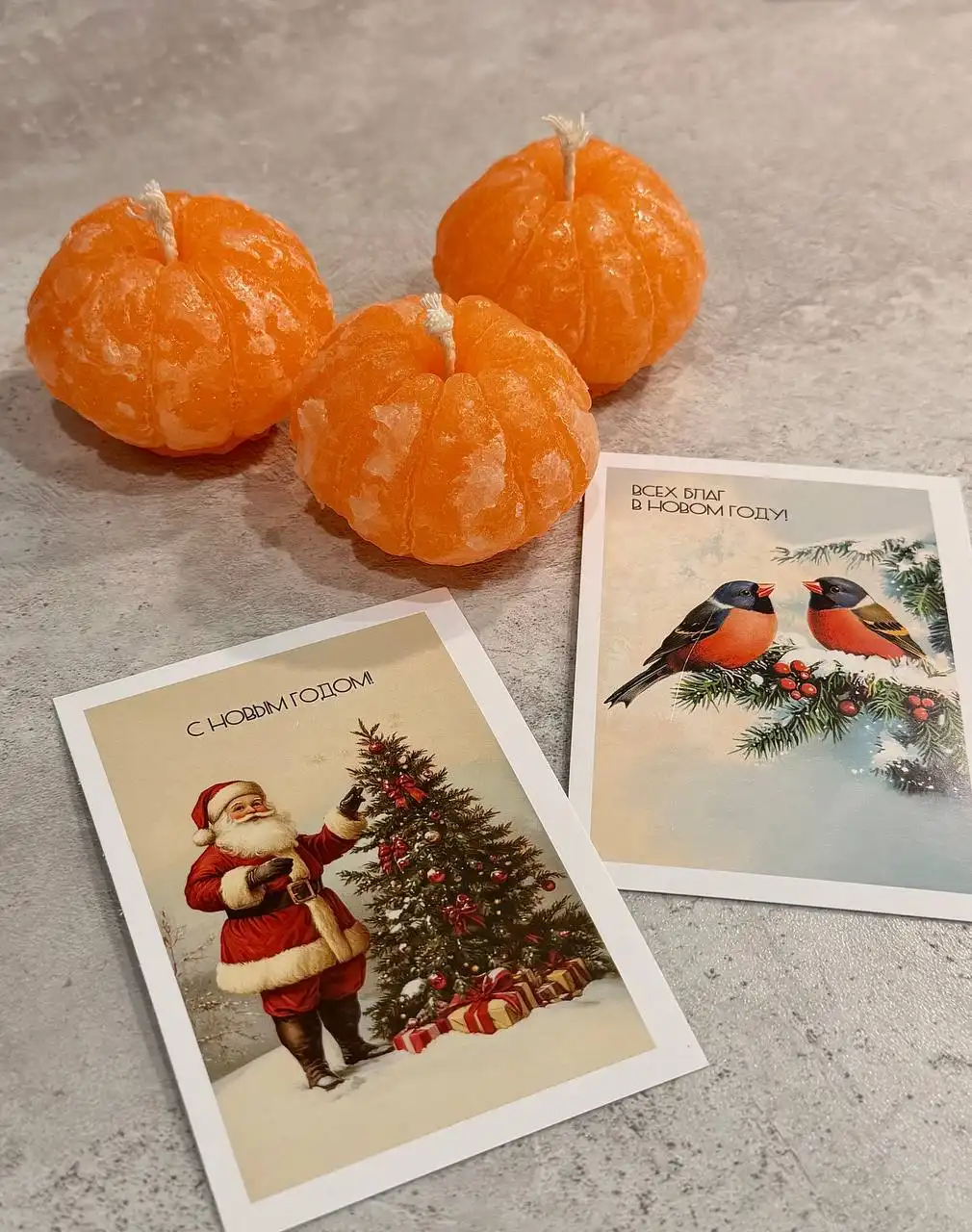 Свечи-мандаринки ручной работы с новогодним ароматом