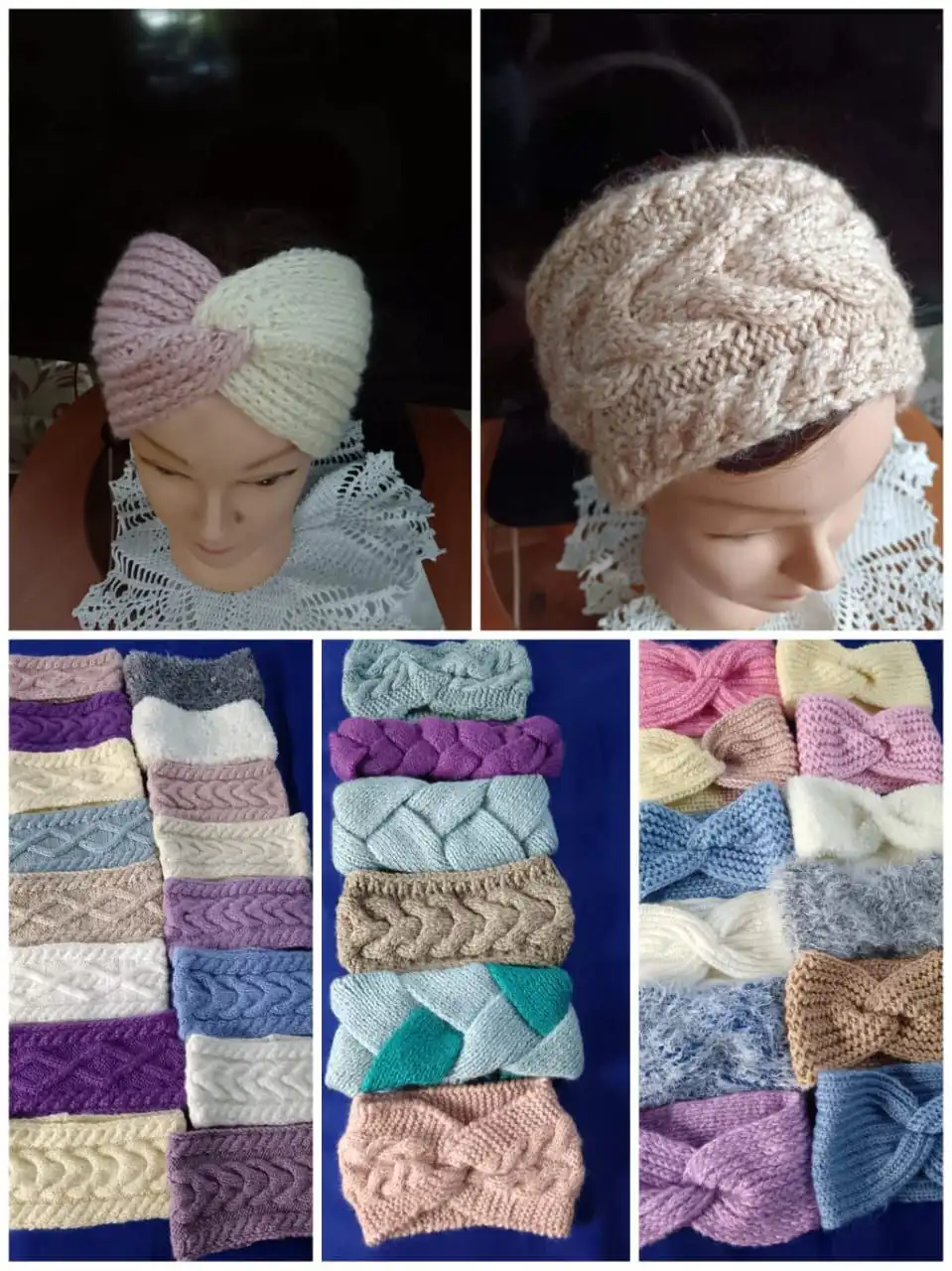 Повязки на голову ручной работы из мохера, ангоры, экомеха