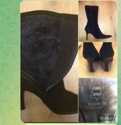 Зимние сапоги 37 размер, мех натуральный и нубук - Цветы в Москва