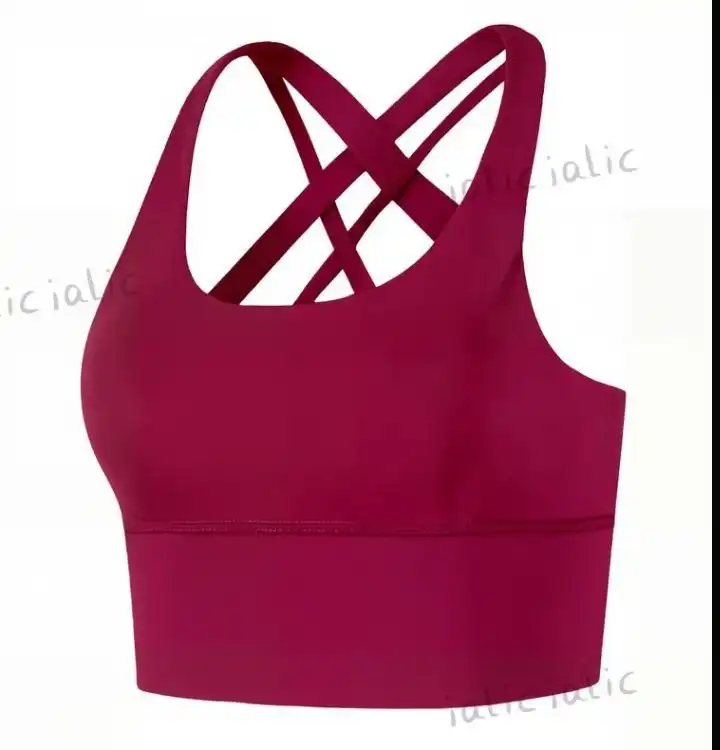 Женский спортивный бюстгальтер-топ бордового цвета размер L - Женская одежда (Одежда) в Москва