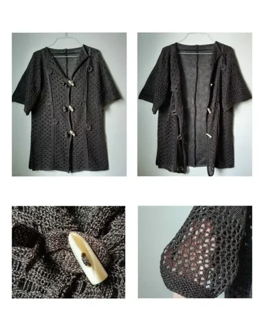 Стильный темно-коричневый вязаный кардиган 48-52 - Джинсовая одежда в Москва