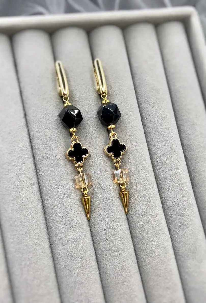 Серьги в стиле Ван Клиф с натуральным агатом - Украшения (Барахолка) в Москва