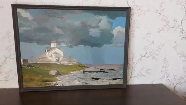 Картина Псковская земля. Церковь в деревне Устье. Художник Гаряев Р.М. - Искусство и антиквариат в Москва