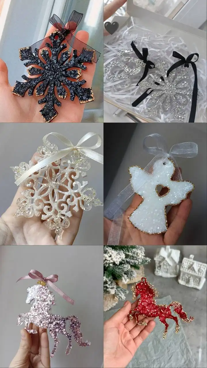 Изделия из эпоксидной смолы: новогодние игрушки, подносы, метрики, фоторамки