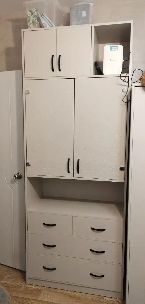 Продам стеллаж-шкаф с ящиками и стеклянными дверцами