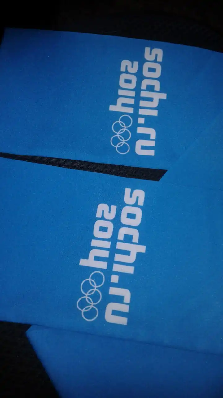 Шарф синий двухсторонний с символикой Олимпиады Сочи 2014