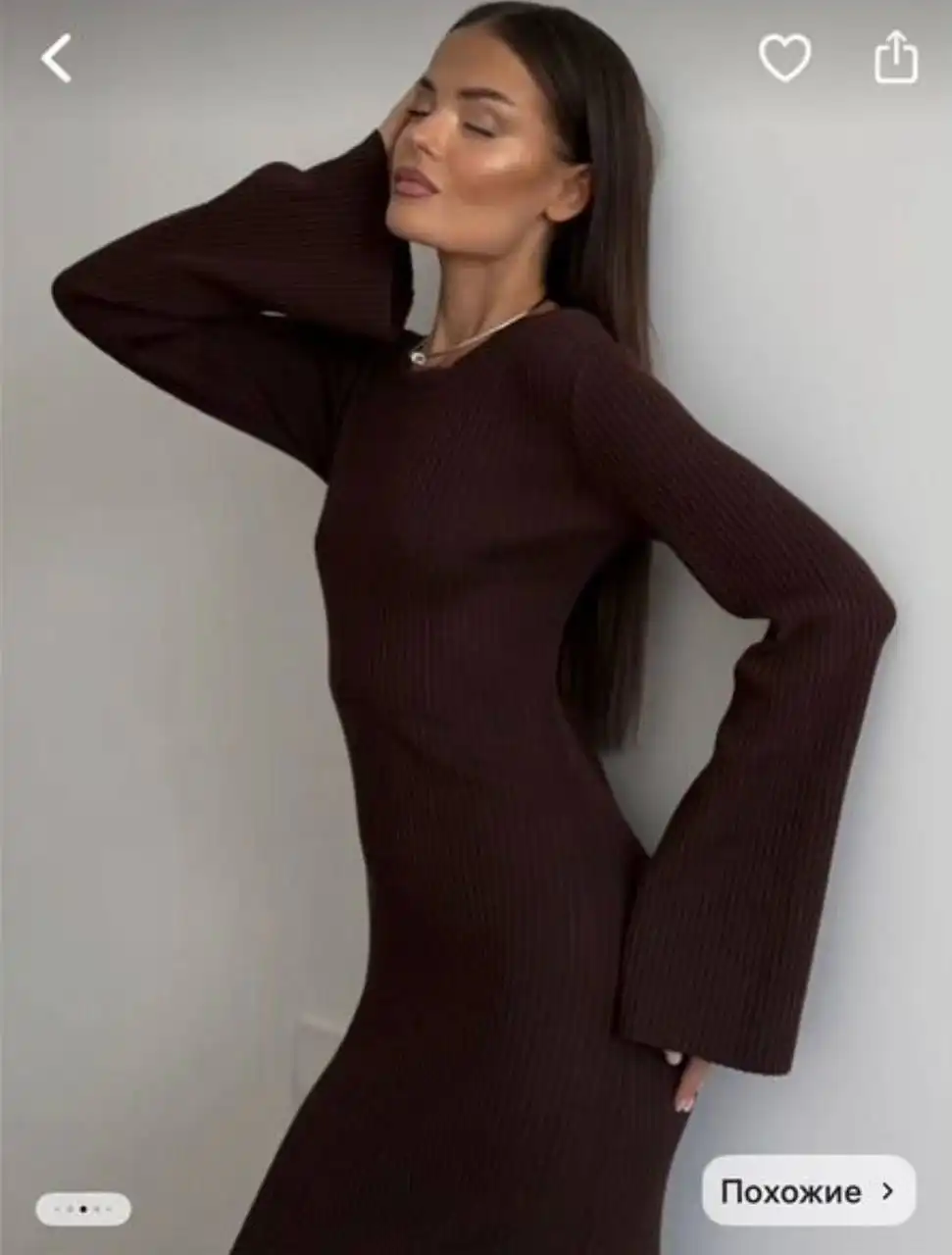 Платье шоколадного цвета трикотажное - Платья (Одежда) в Томск