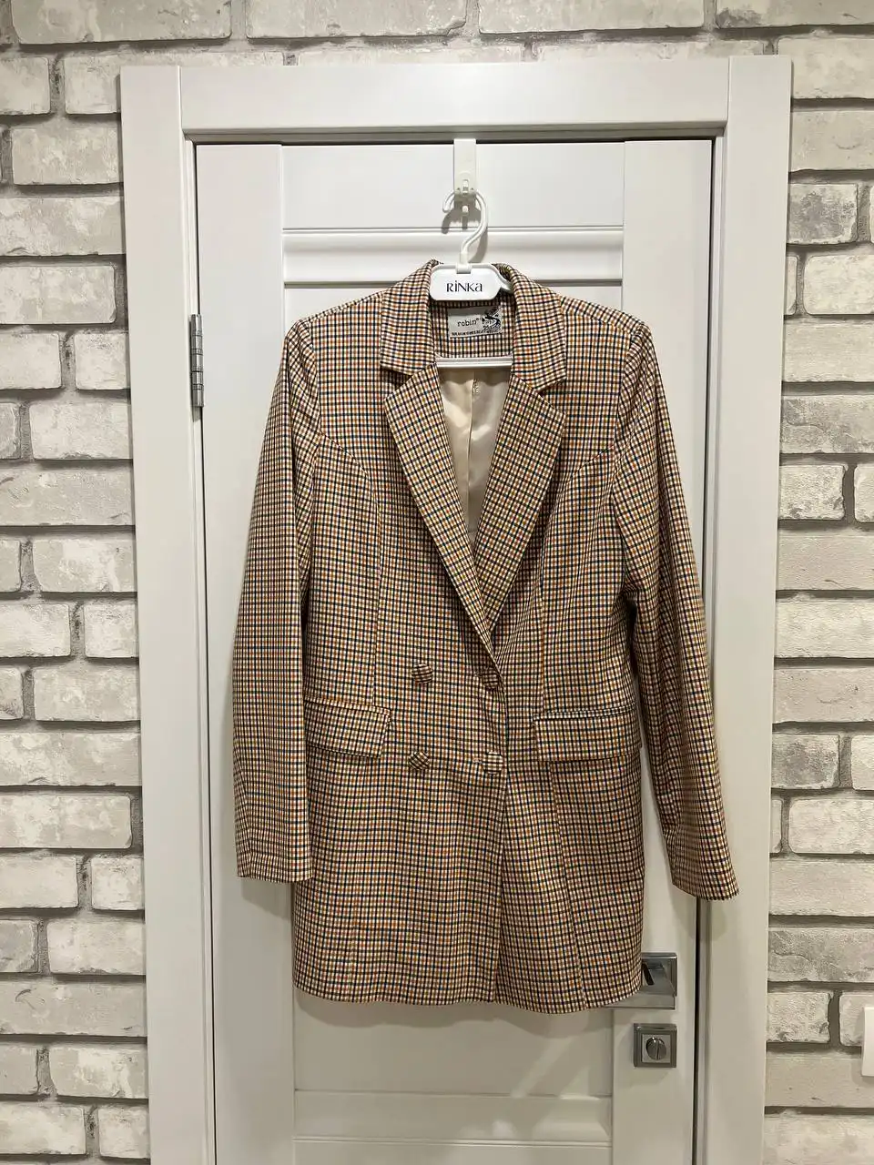 Удлиненный приталенный пиджак в клетку, размер 46 - Пиджаки (Одежда) в Томск