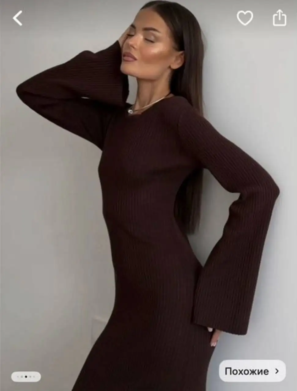 Платье шоколадного цвета из трикотажа, размер 46-48 - Платья (Одежда) в Томск
