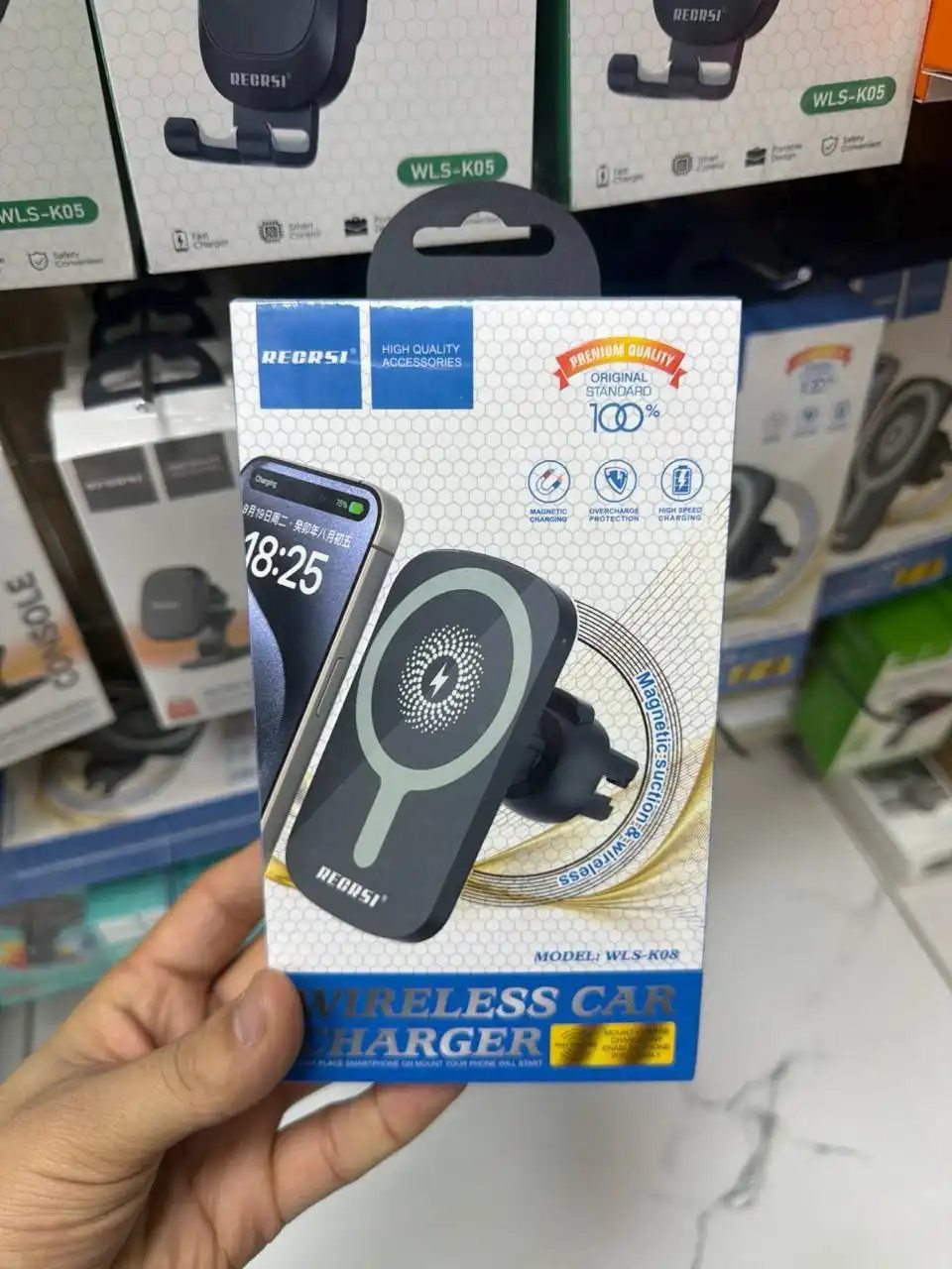 Автомобильный держатель 2 в 1 с беспроводной зарядкой