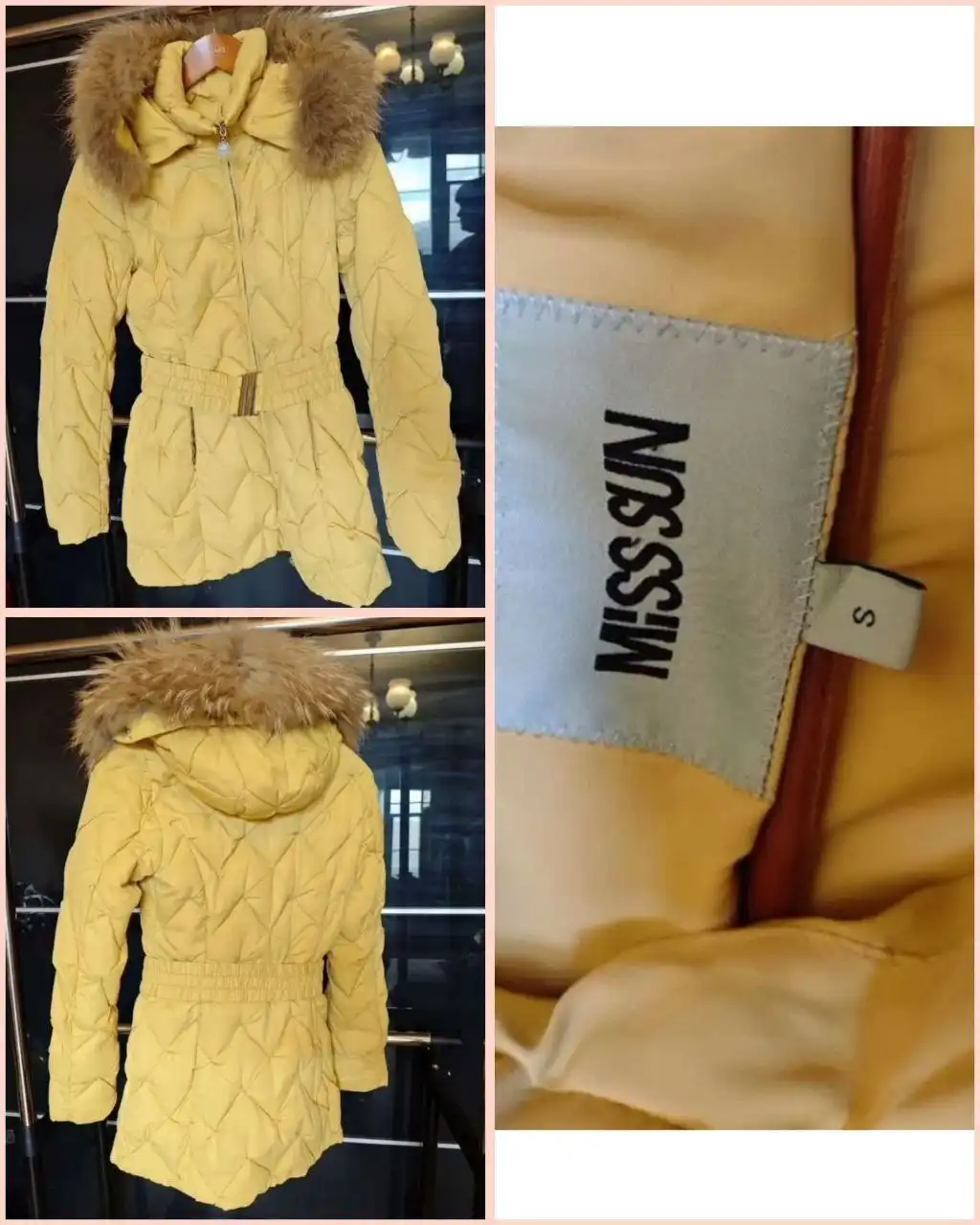 Женский зимний пуховик желтого цвета размер 42
