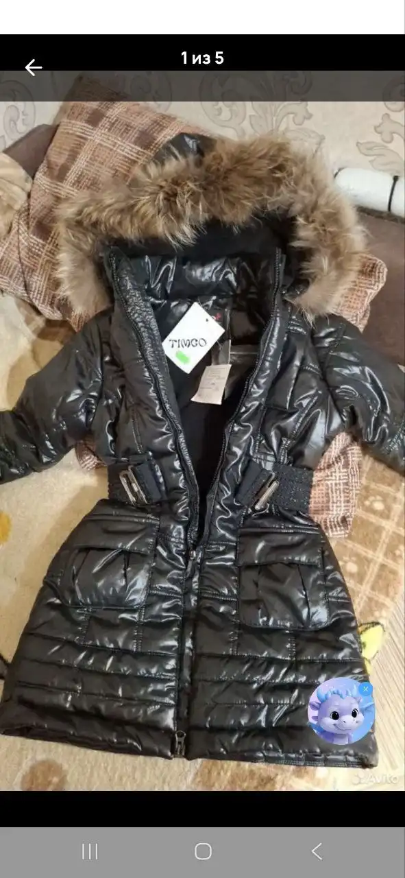 Продам новую куртку-пальто для девочки Timko с натуральным мехом