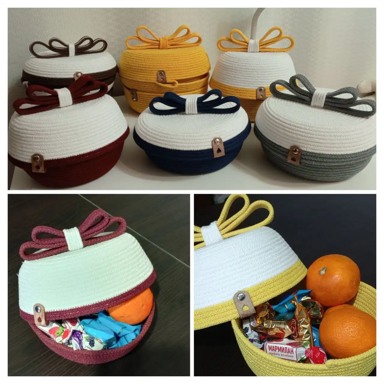 Продажа корзин из шнура ручной работы