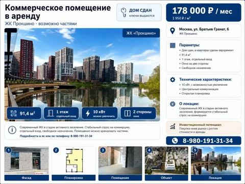 Аренда коммерческого помещения в Коммунарке - частное объявление в Москва, Коммунарка