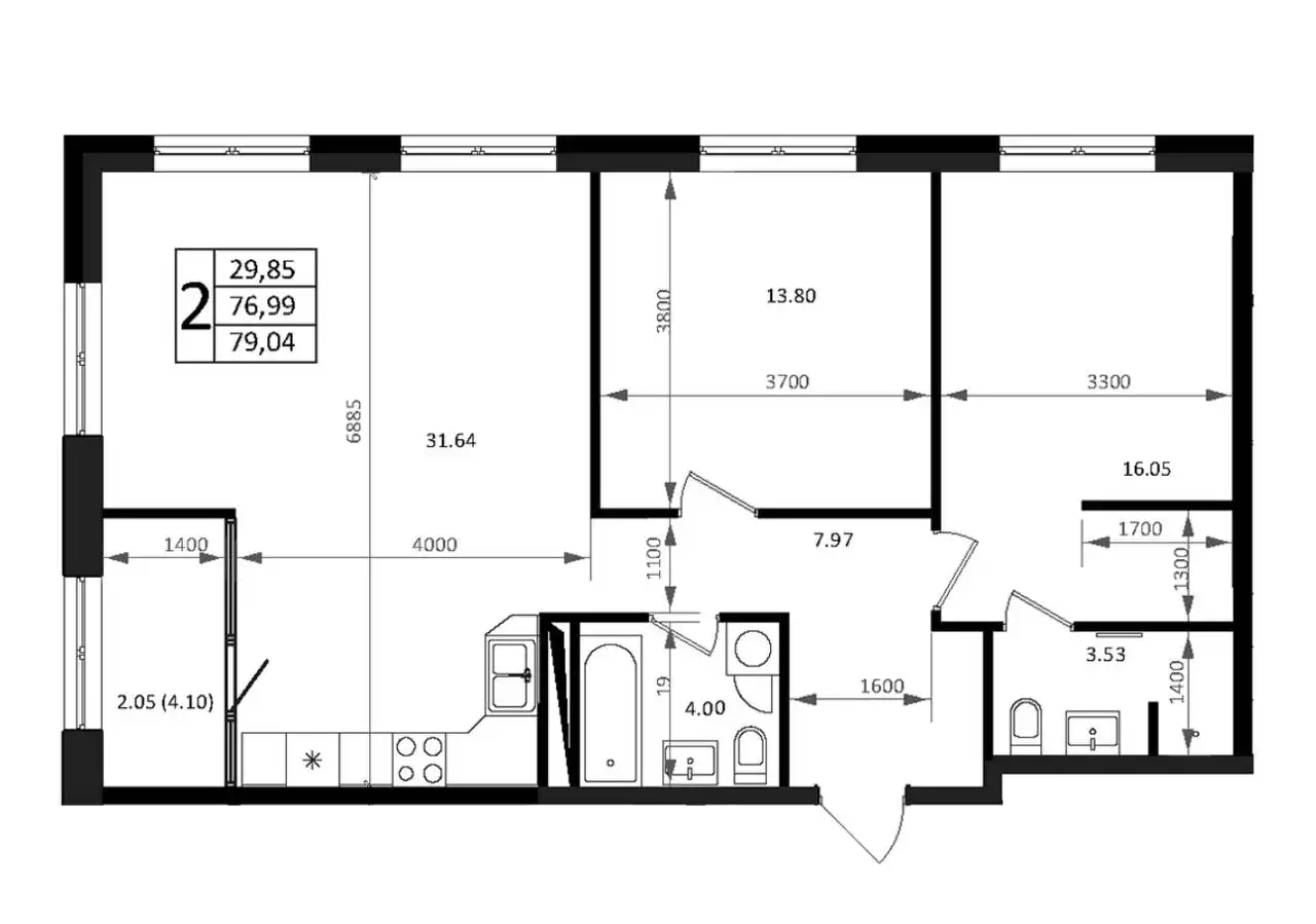Квартира в ЖК Патрики, литер 5.1, 79.04 м², 11 этаж, видовая - Квартиры (Недвижимость) в Краснодар