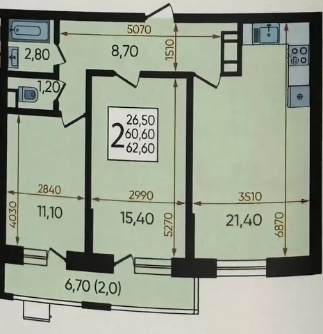 Квартира в ЖК НЕБО Ярославская, 63.7 м², евро-3 - Аренда в Краснодар