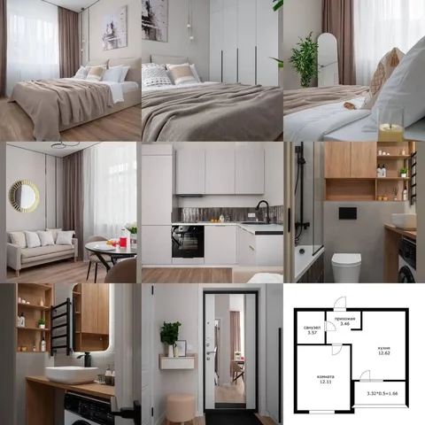 Квартира в ЖК Облака Евро 2, 36 м², 7/9 этаж - Апартаменты в Краснодар