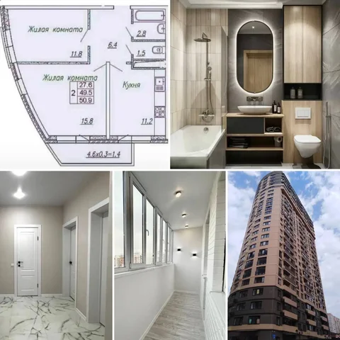 ЖК Маршал, ул. Гаражная 87к1, 2-комнатная квартира 54 м² - Гараж в Краснодар