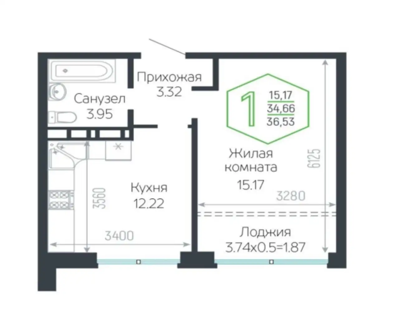 Продажа квартиры 1к 36,55м² на Обрывной 132/1 в Краснодаре - Квартиры (Недвижимость) в Краснодар
