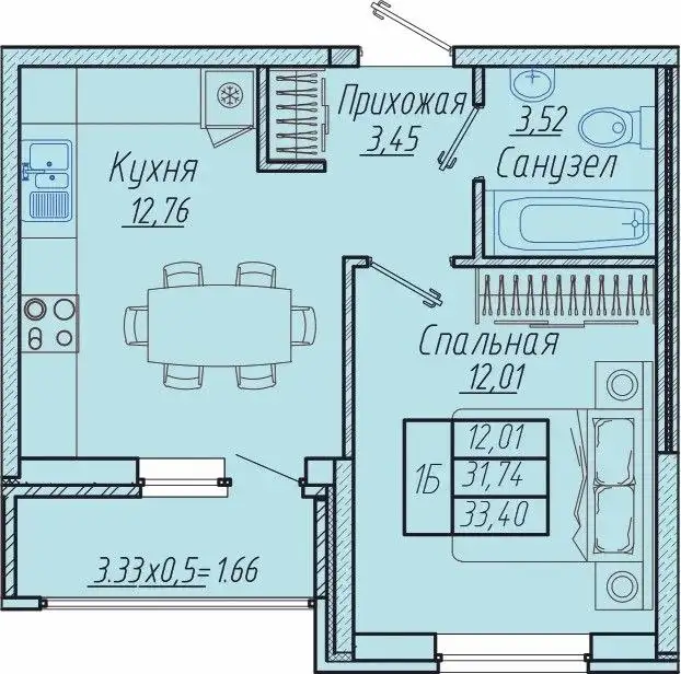 Квартира 33м² в ЖК Облака, Западный обход, Краснодар - Квартиры (Недвижимость) в Краснодар