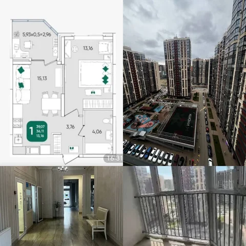 Продажа квартиры в Любимово 16, 14 этаж, 39 кв.м - Загородная недвижимость в Краснодар