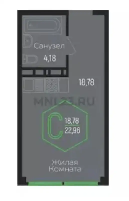 Студия в ЖК 'Гарантия на обрывной' в Краснодаре - Квартиры (Недвижимость) в Краснодар