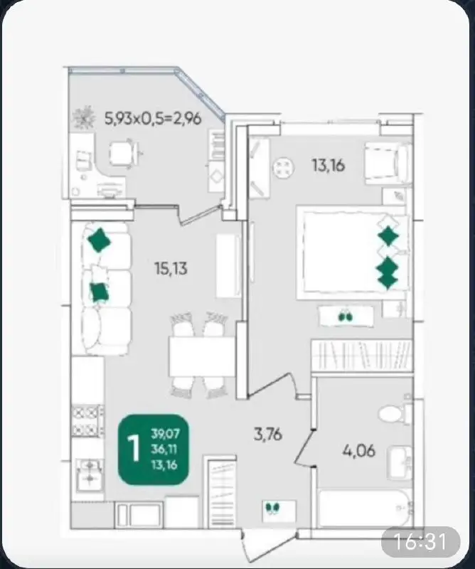 Снижение цены на 1-комнатную квартиру в Краснодаре - Квартира (Недвижимость) в Краснодар
