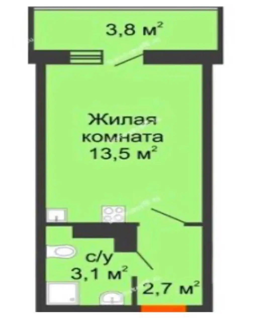 Студия черновая отделка ЖК Акварели 3 - Квартиры (Недвижимость) в Краснодар