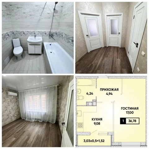 1-к квартира 37 м² в ЖК Губернский - Недвижимость в Краснодар