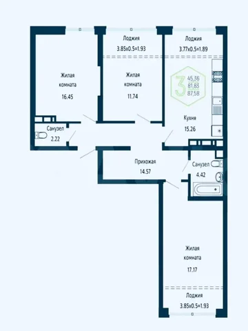 Продажа квартиры в Краснодаре, 95 м², 3 комнаты - Недвижимость в Краснодар