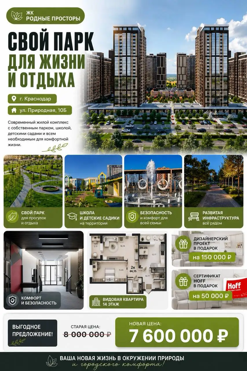 ЖК 'Родные просторы' евро-3к квартира - Квартиры (Недвижимость) в Краснодар