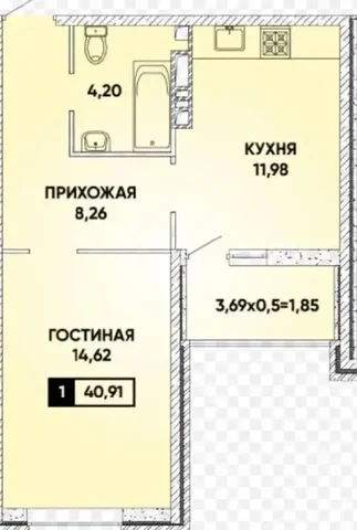 1-комнатная квартира на ул. Бочарникова - Коттеджи в Краснодар