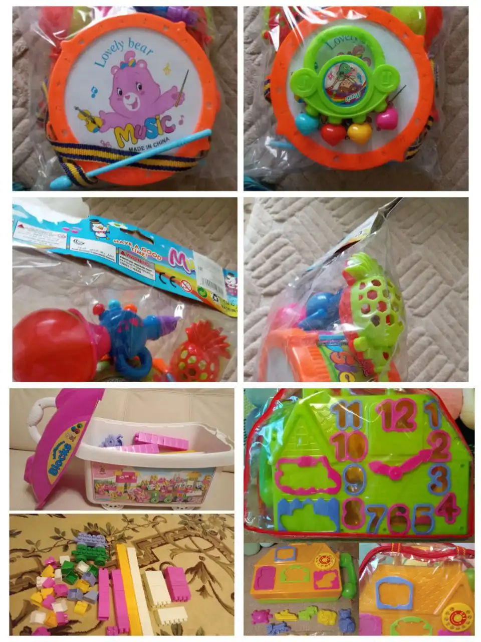 Набор музыкальных инструментов, конструктор и телефон