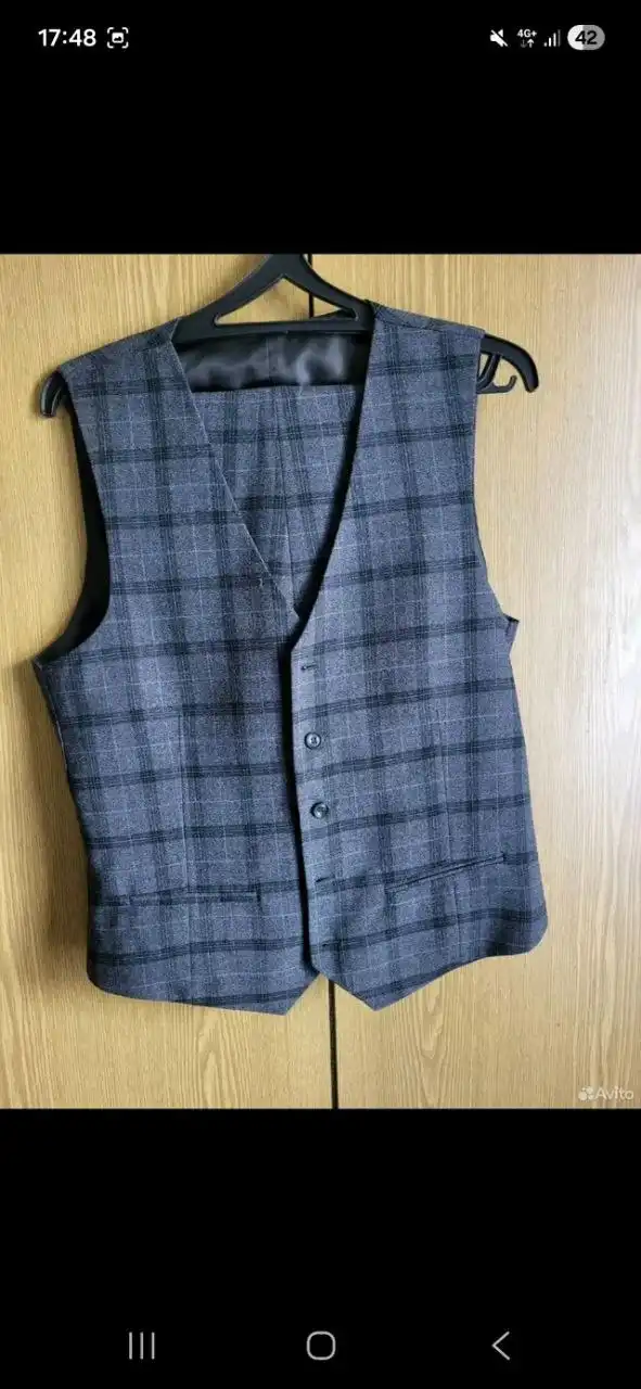 Мужской костюм серый в клетку, размер M - Мужская одежда (Одежда) в Люберцы