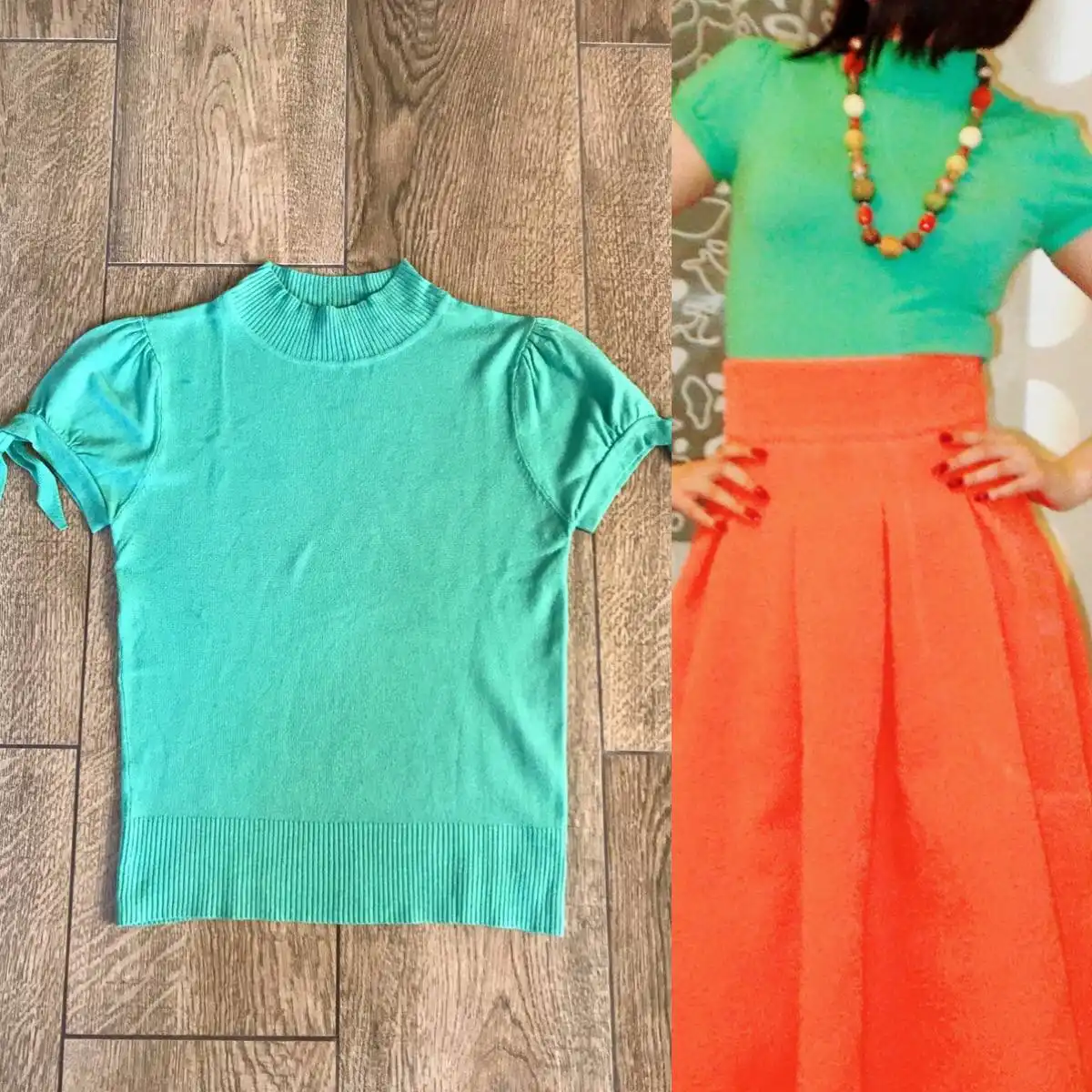 Мятно-зелёный джемпер с коротким рукавом - Верхняя одежда (Одежда) в Люберцы