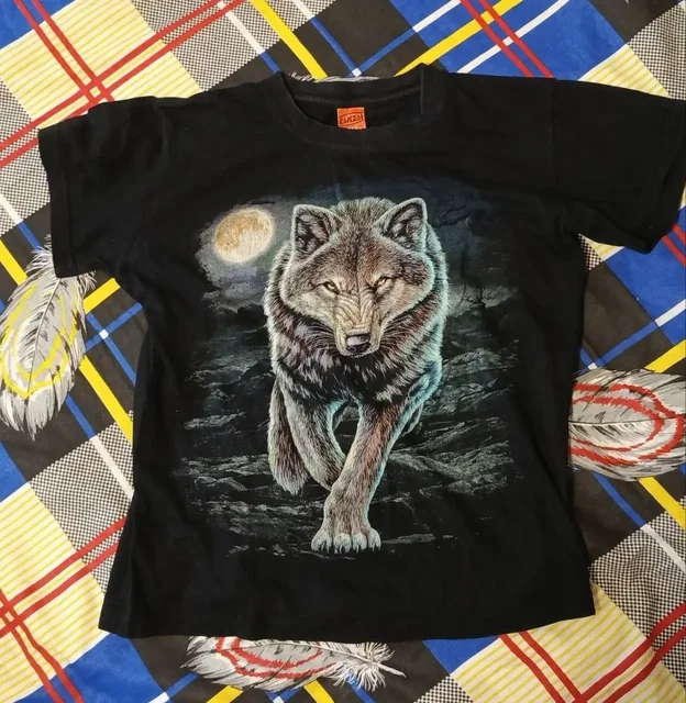 Футболка черная с принтом волка размер 40 - частное объявление в Люберцы