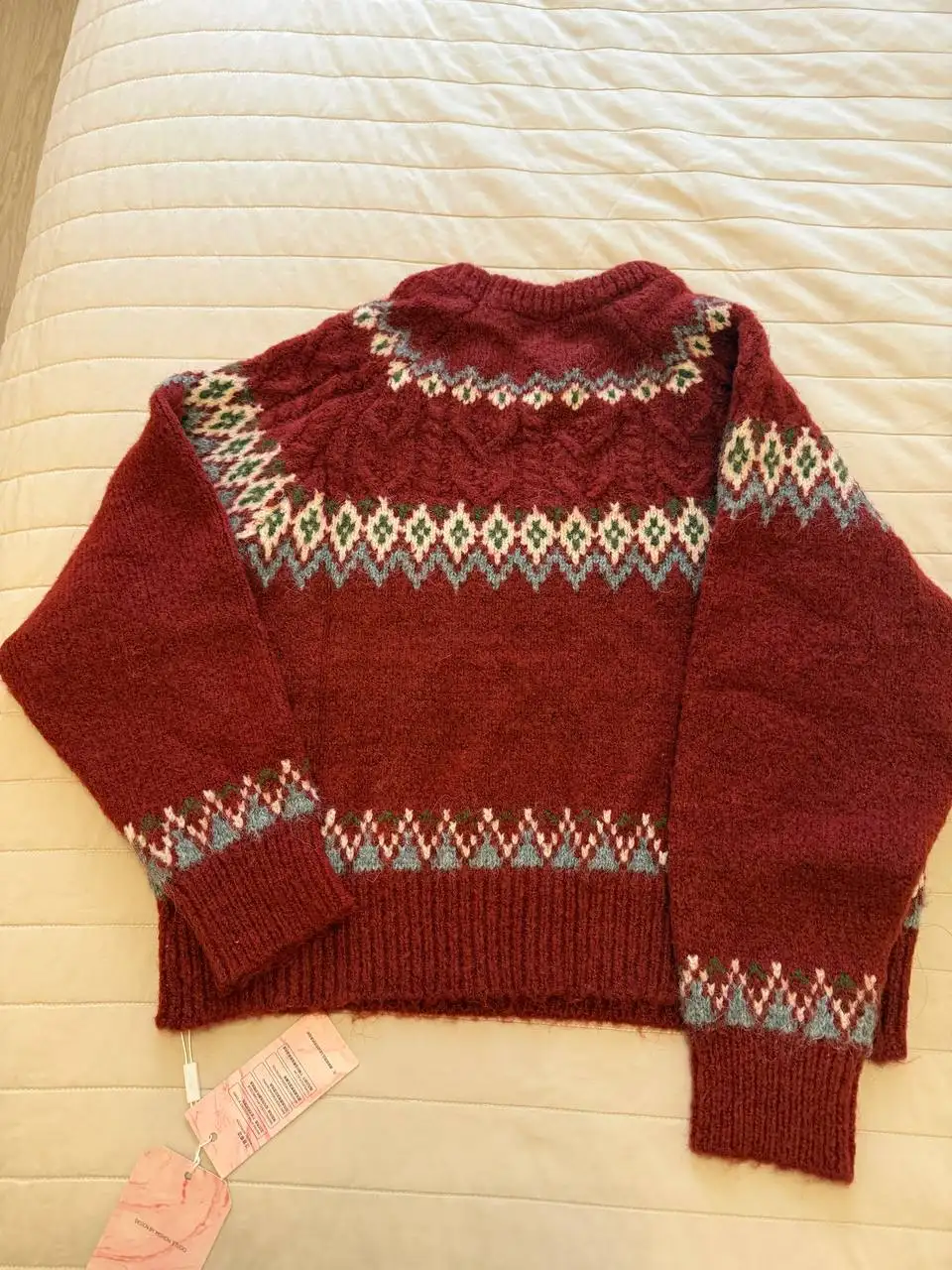 Новый теплый шерстяной свитер со скандинавскими мотивами, размер 42-44, кирпичный - Свитеры (Одежда) в Люберцы
