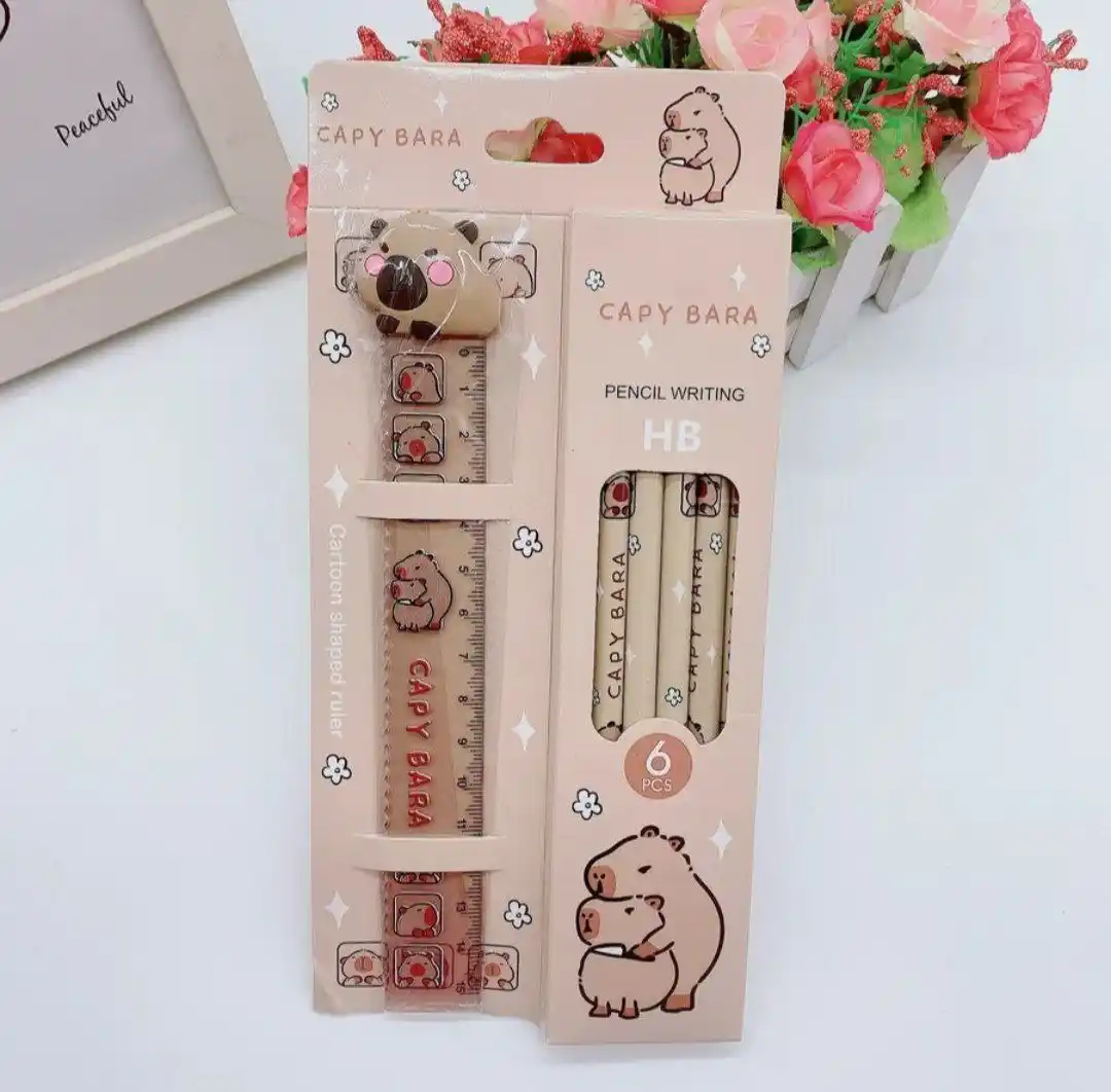 Набор простых карандашей с линейкой Капибара - Хобби и отдых в Москва
