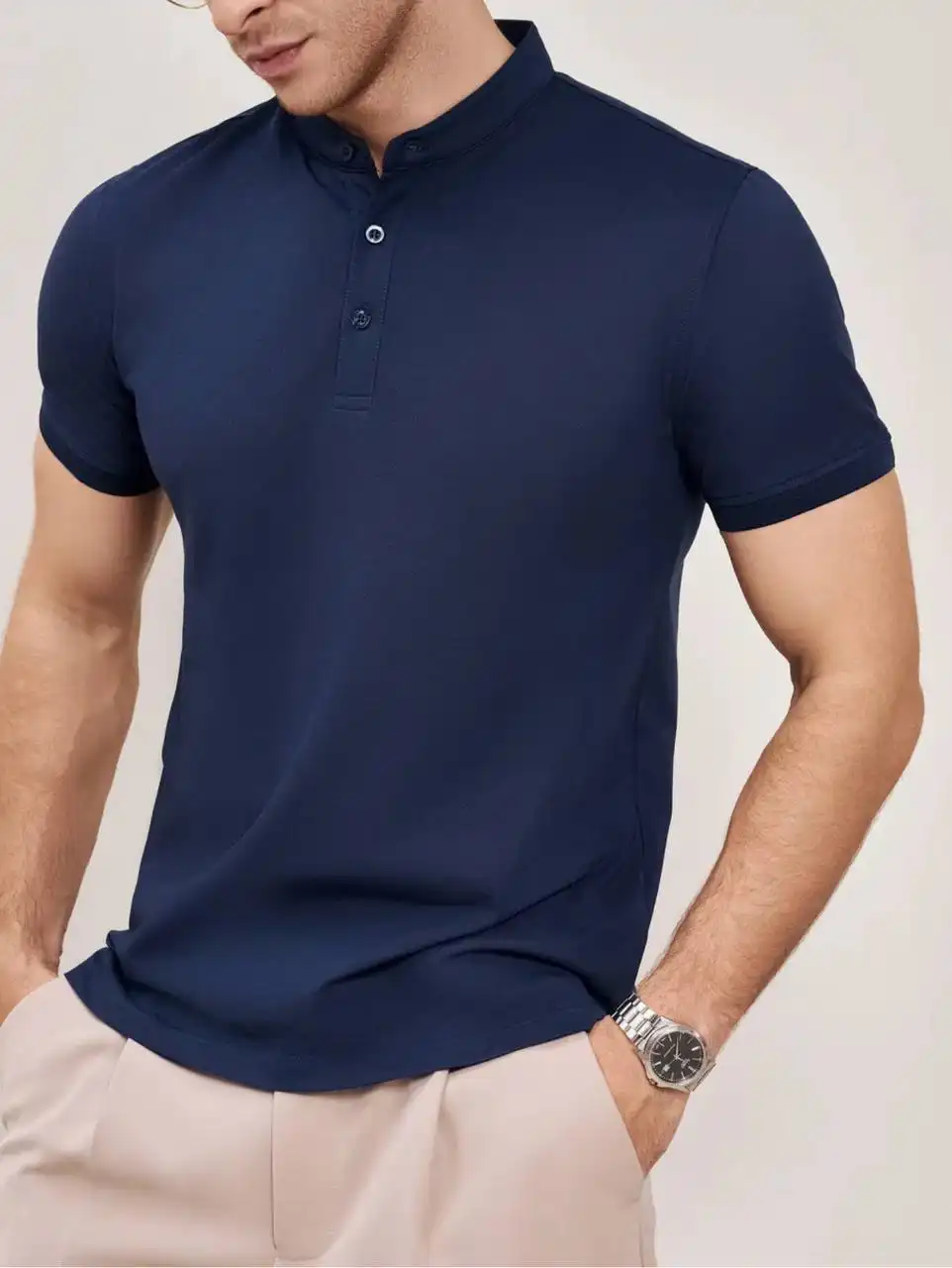 Футболка поло мужская с воротником стойка