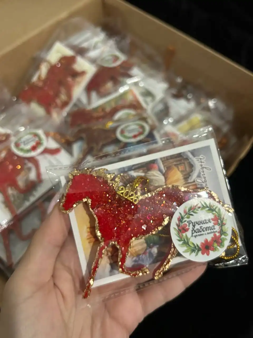 Ёлочные игрушки из эпоксидной смолы Символ 2026 года Огненная Лошадь