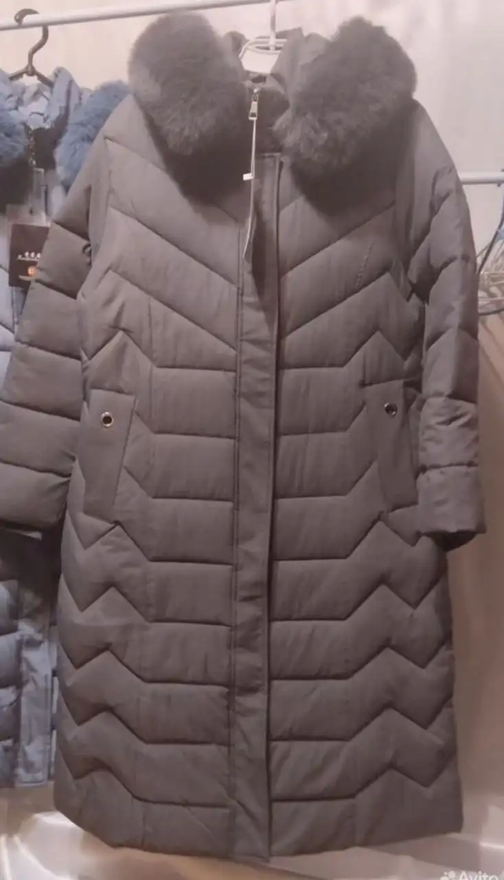 Женский пуховик синий и серый - Верхняя одежда (Одежда) в Москва