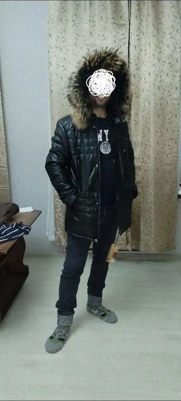 Мужская куртка из натуральной кожи с мехом енота 48 размер - Мужская одежда (Одежда) в Тольятти