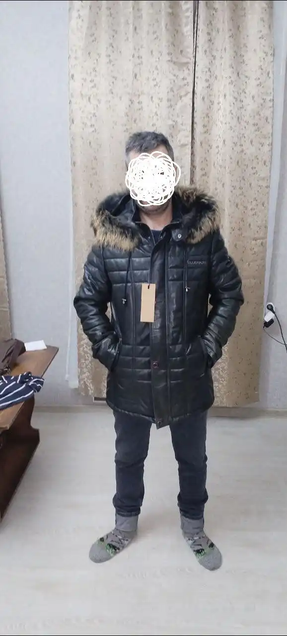 Мужская куртка из натуральной кожи с мехом енота 48 размер - Мужская одежда (Одежда) в Тольятти