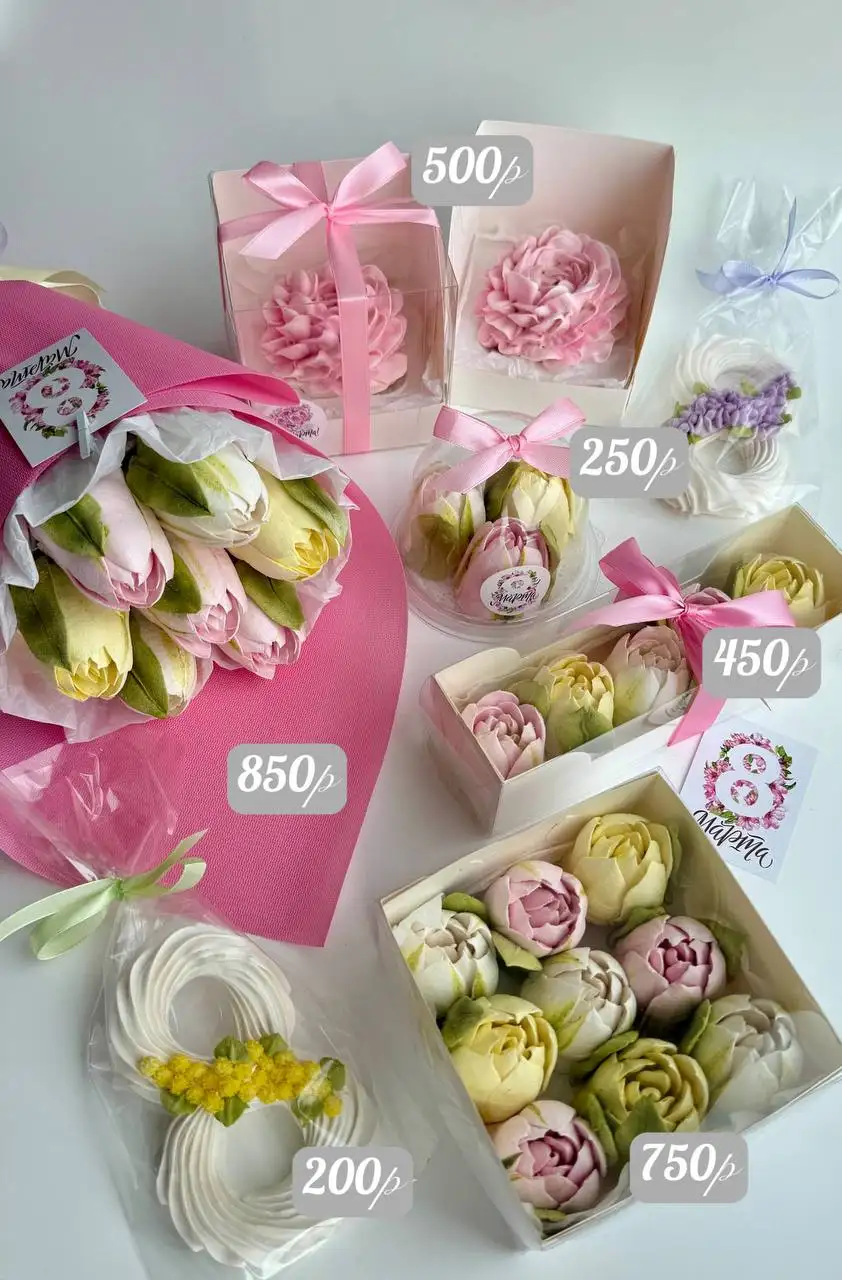 Зефирные тюльпаны ручной работы к 8 марта - Сладости ручной работы (Барахолка) в Тольятти