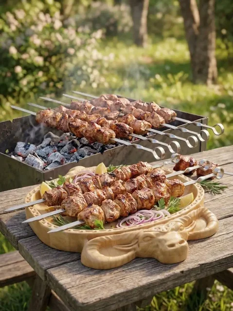 Резное березовое блюдо для шашлыка ручной работы - Находки в Тольятти