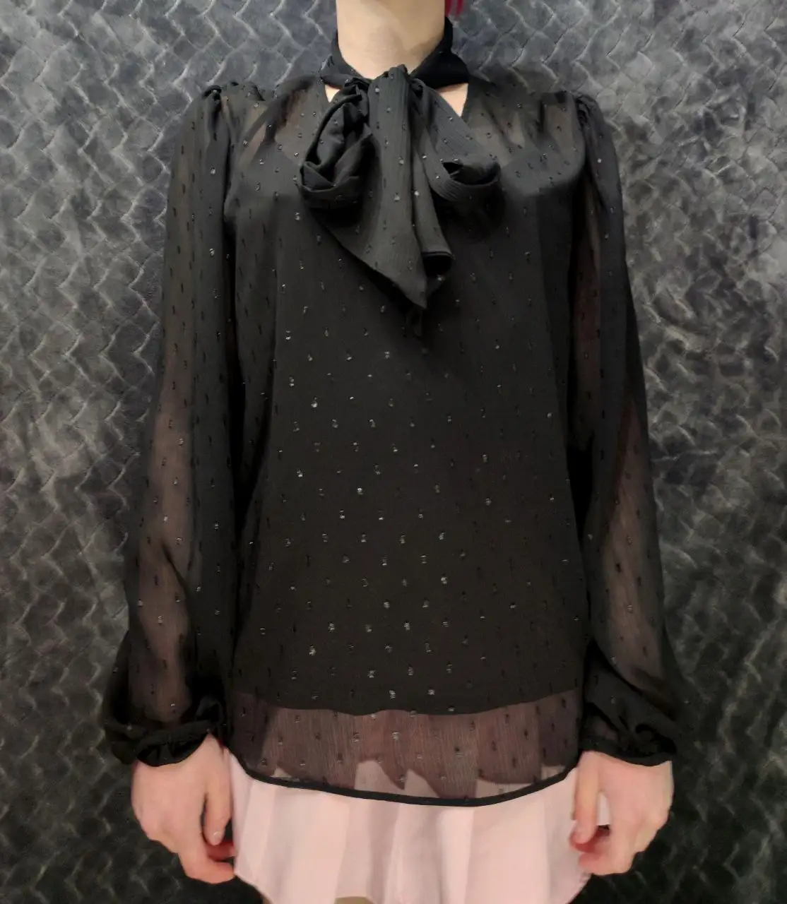 Стильная прозрачная блузка с бантом на воротнике, размер 46 (М) - Блузки (Одежда) в Тольятти