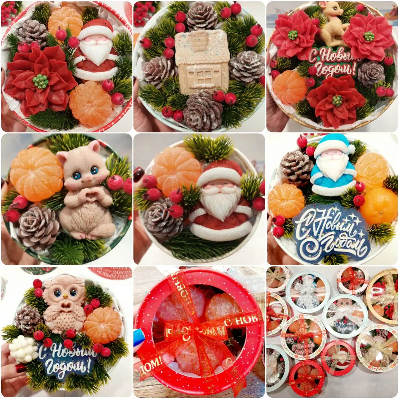 Новогодние композиции с рождественским оленёнком и мылом ручной работы