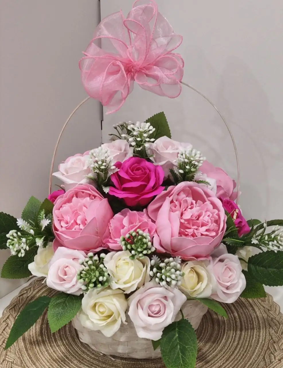 Букет из пенных цветов в плетёной корзине - Цветы (Хобби и отдых) в Ульяновск